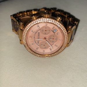 ***Michael Kors Women's Parker Rose Gold & Tortoise Watch***